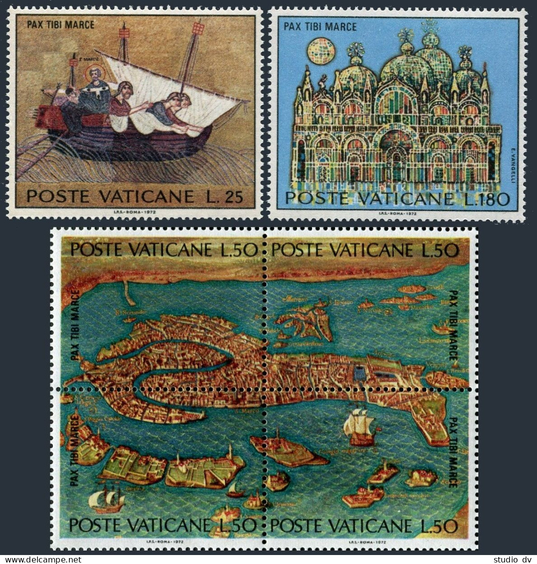 Vatican 518-519,520 Ad, MNH. Michel 599-604. UNESCO Campaign To Save Venice, 1972. - Neufs