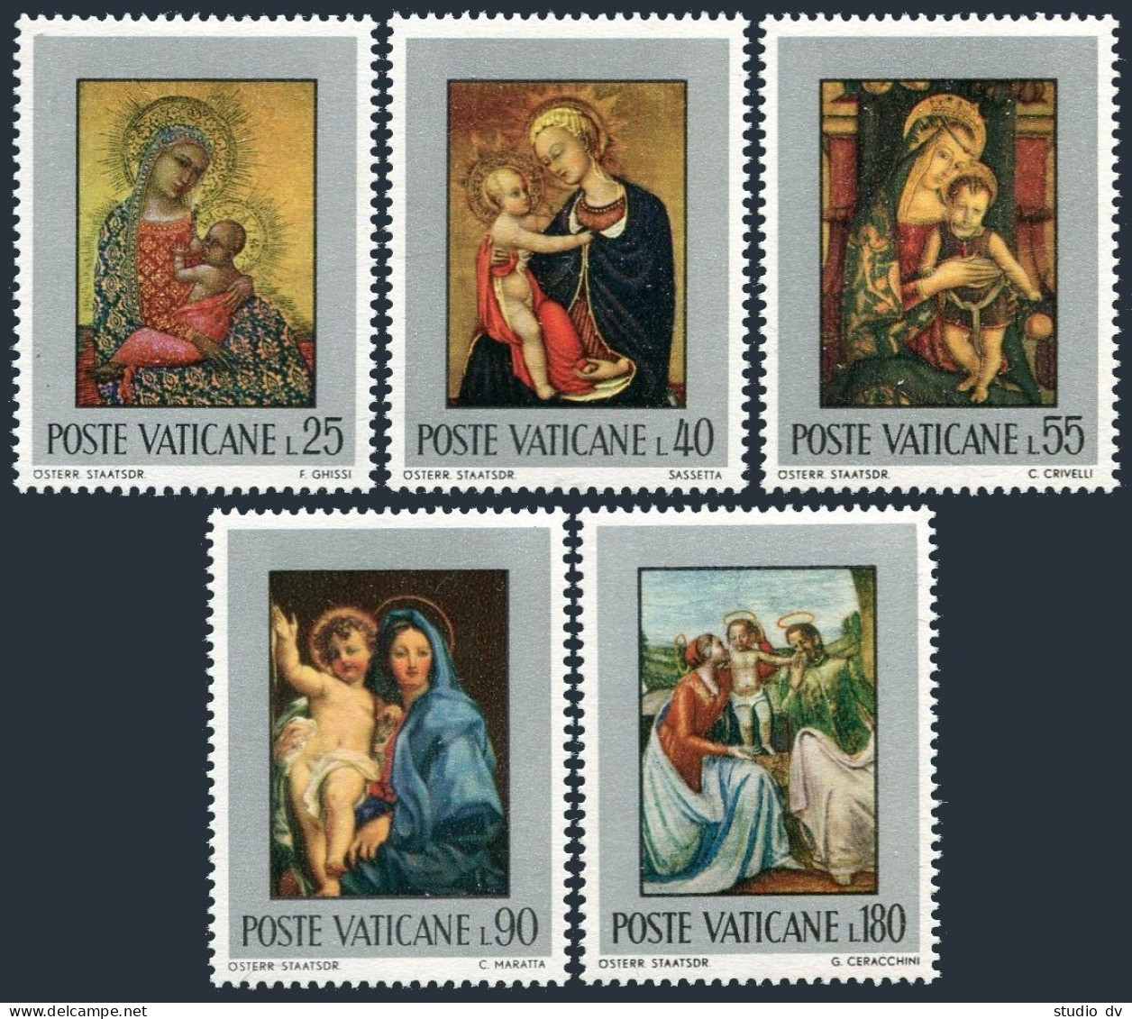 Vatican 504-508, MNH. Michel 581-585. Madonna And Child, Paintings 1971. - Ungebraucht