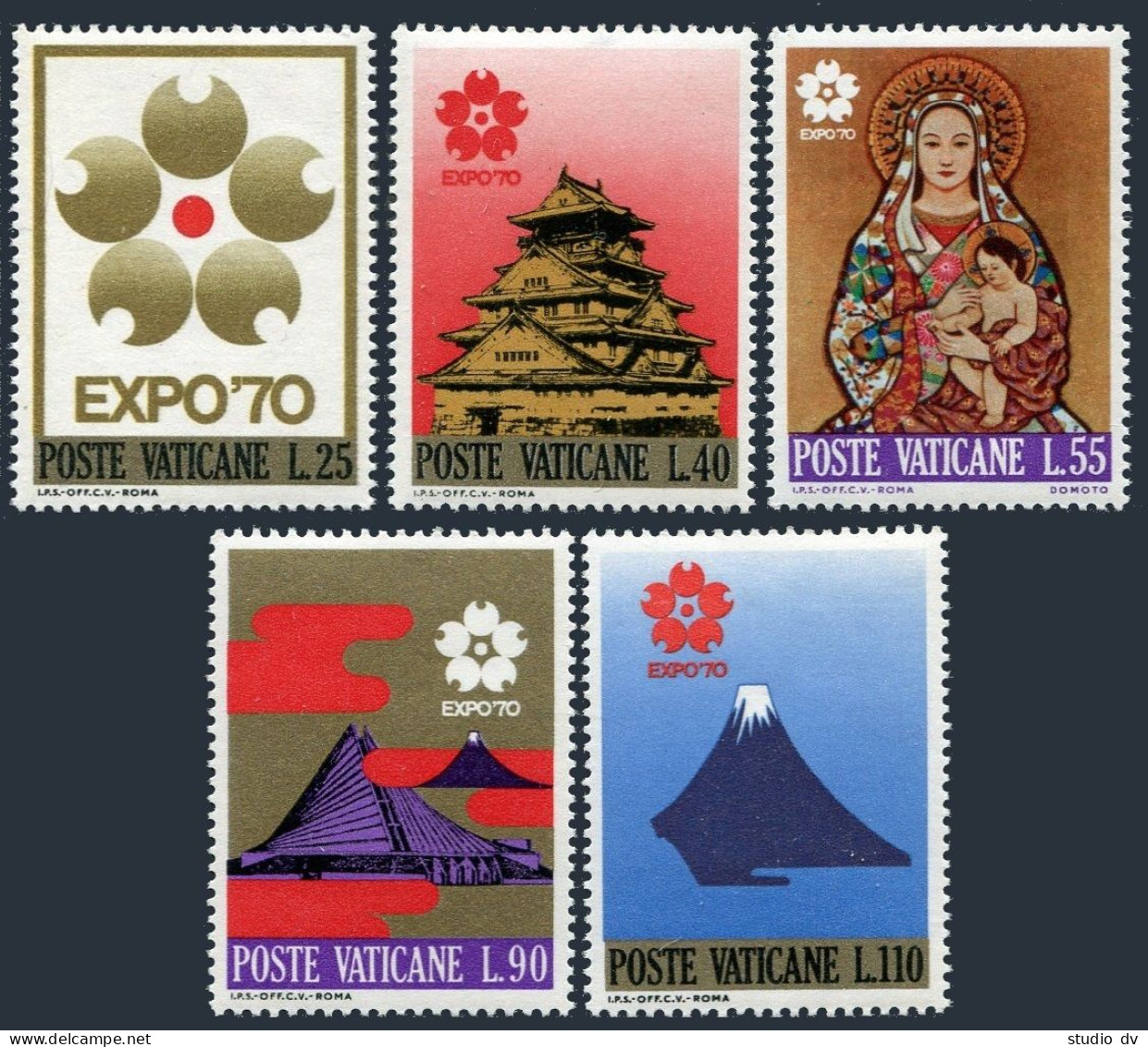 Vatican 479-483, MNH. Michel 556-560. EXPO 1970, Osaka. Virgin & Child, By Domoto. - Unused Stamps