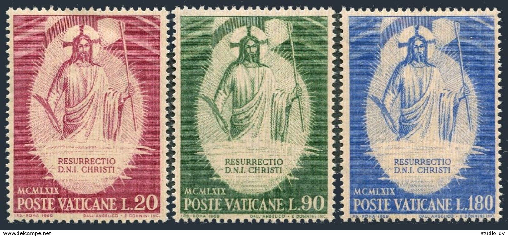 Vatican 467-469 Blocks/4,MNH.Michel 544-546. Resurrection,by Fra Angelico,1969. - Unused Stamps