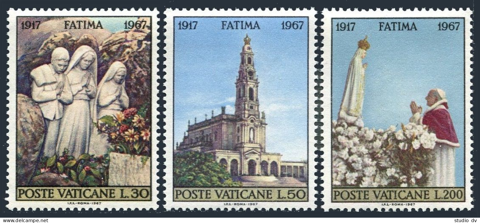 Vatican 455-457, MNH. Apparition Of Virgin Mary, 1967. Pope Paul VI. - Nuevos