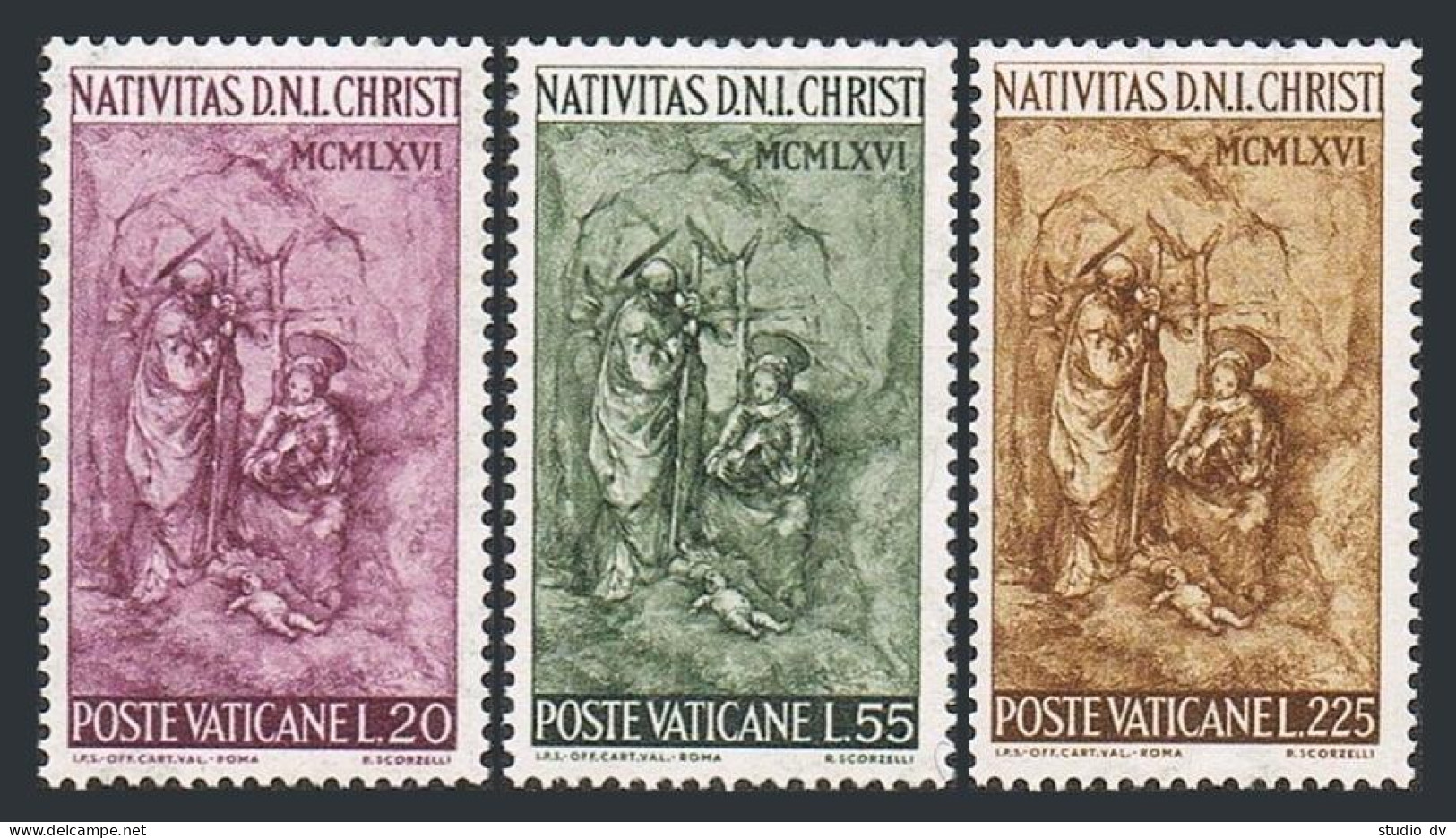 Vatican 445-447 Blocks/4, MNH. Michel 514-516. Christmas 1966. Sculpture, Scorzelli. - Unused Stamps