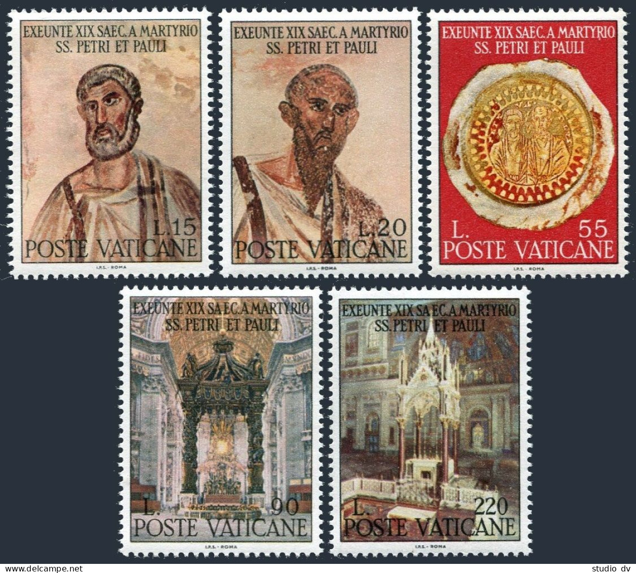 Vatican 448-452, MNH. Michel 523-527. Martyrdom-Apostles Peter, Paul-1900, 1967. - Unused Stamps