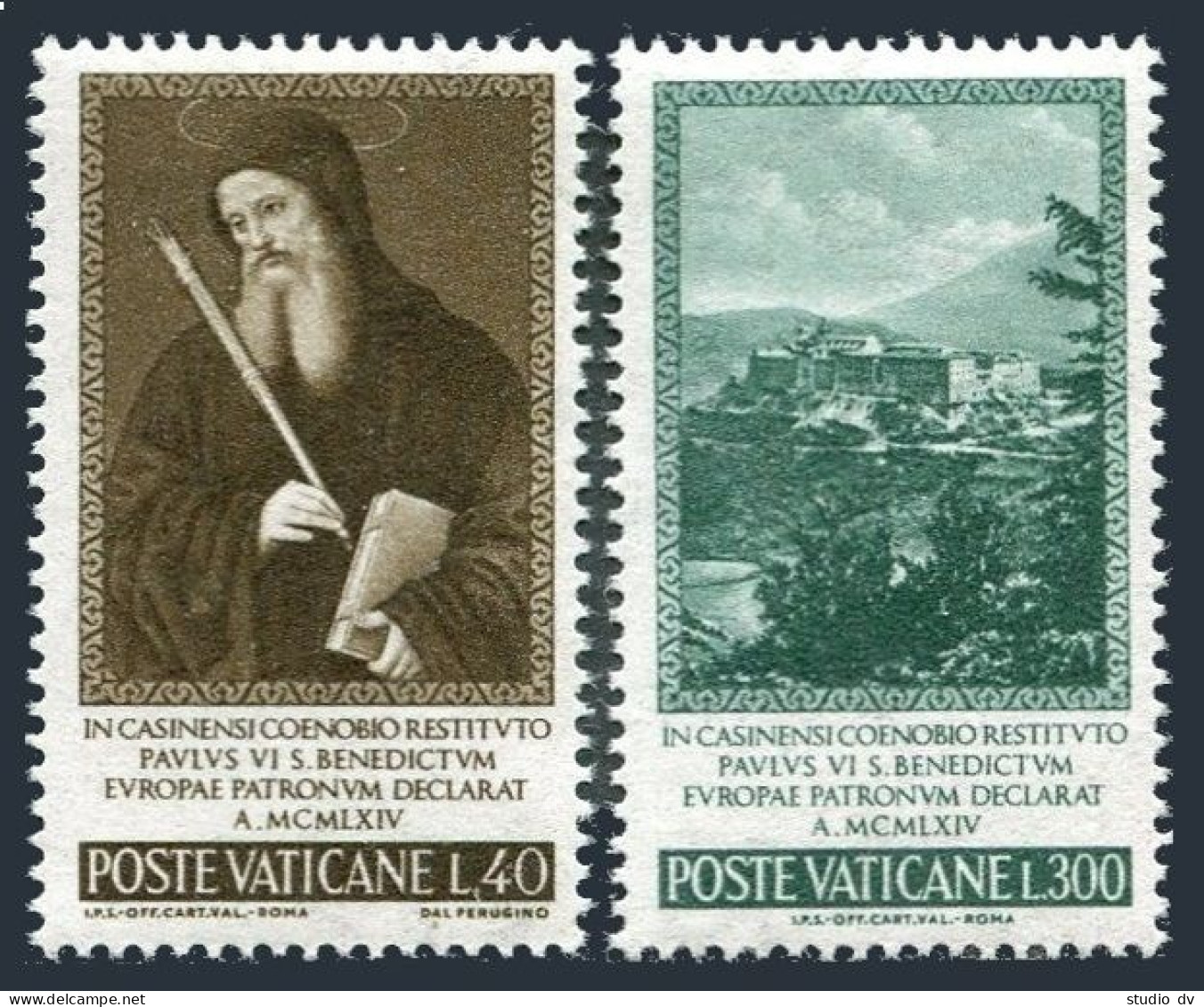 Vatican 414-415 Blocks/4,MNH.Michel 481-482. St Benedict By Perugino.1965. - Unused Stamps
