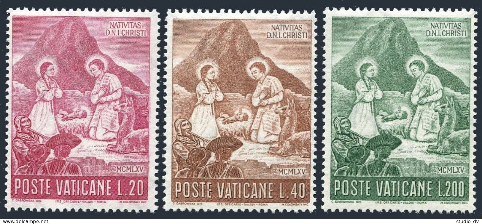 Vatican 420-422 Blocks/4,MNH.Michel 487-489. Christmas 1965.Peruvian Nativity. - Unused Stamps