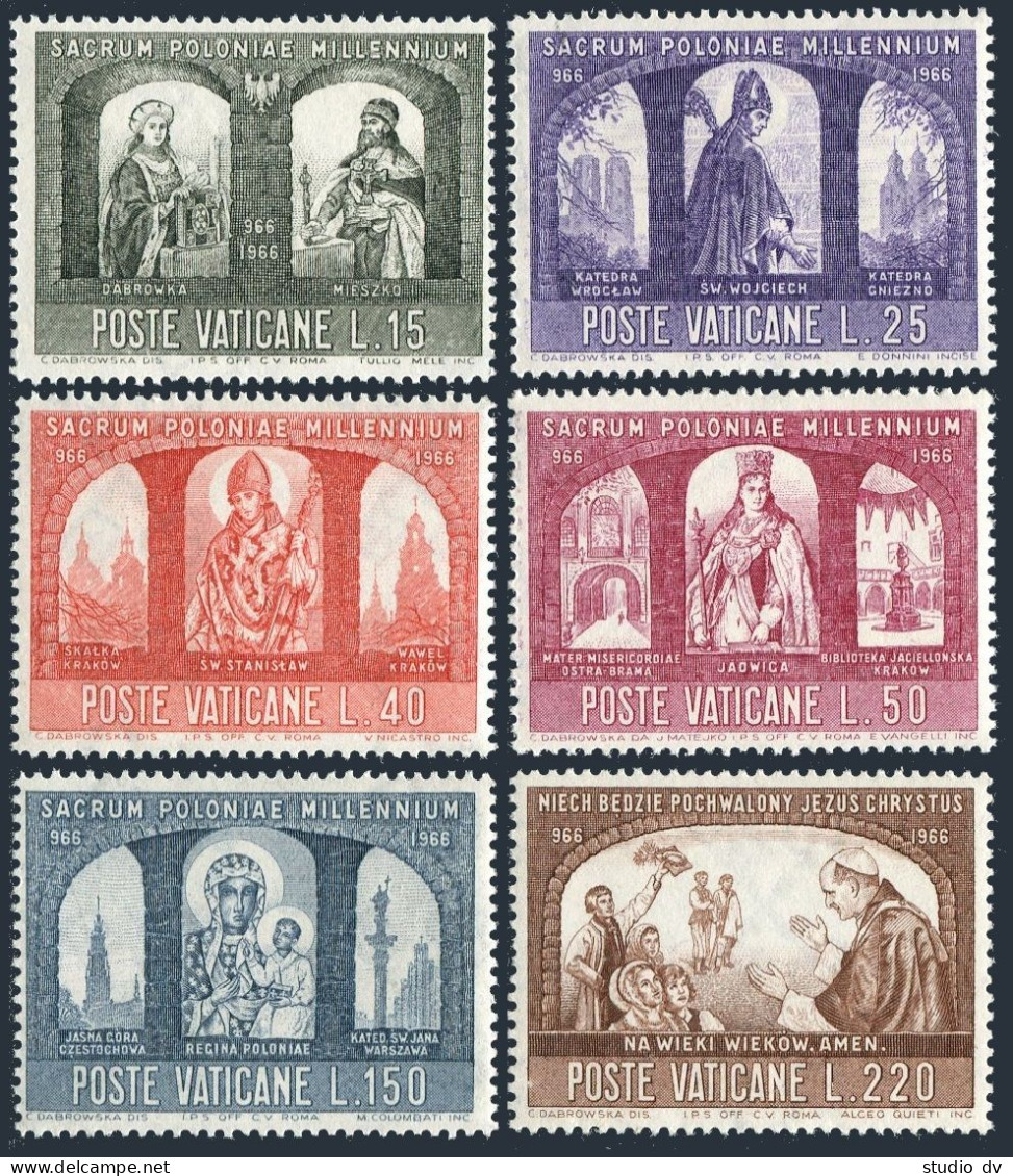 Vatican 433-438, MNH. Michel 502-507. Christianization Of Poland-1000. 1966. - Unused Stamps