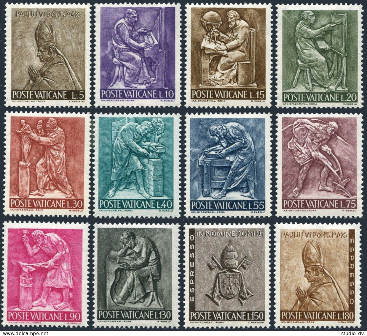 Vatican 423-432.E17-E18,MNH. Michel 490-501. Pope Paul VI:E.Manfrini,M.Rudelli.1966. - Unused Stamps
