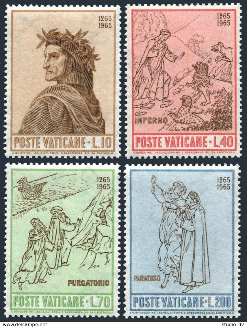Vatican 410-413 Blocks/4 MNH. Michel 477-480. Dante Alighieri, 700, 1965. Raphael. - Unused Stamps