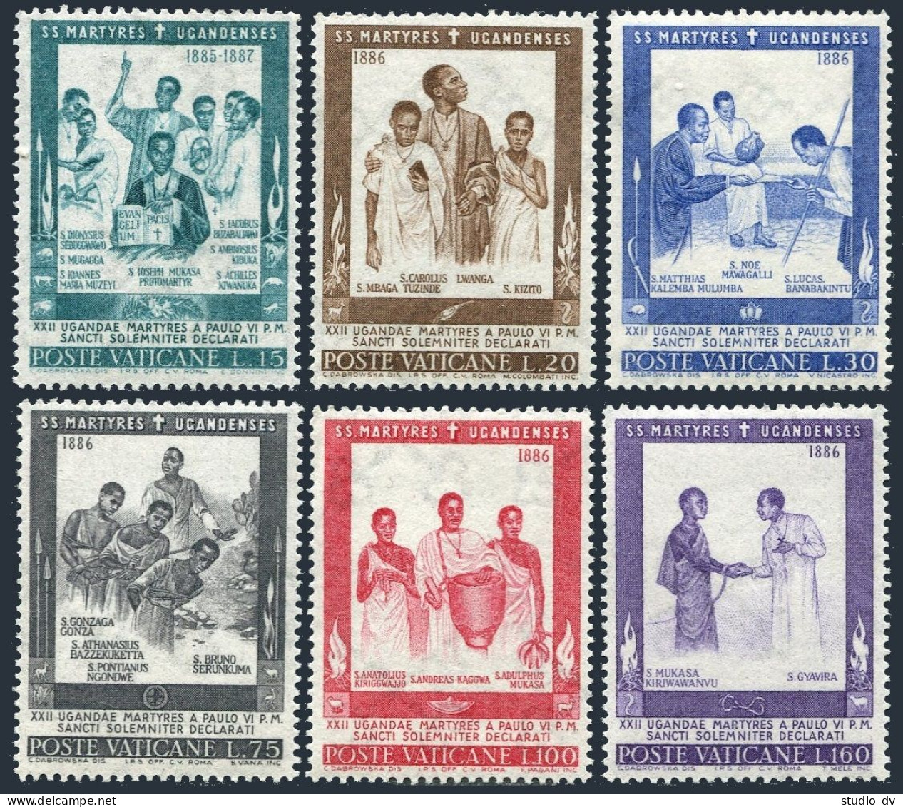 Vatican 404-409 Blocks/4,MNH. Michel 471-476. Canonization-African Martyrs,1965. - Unused Stamps