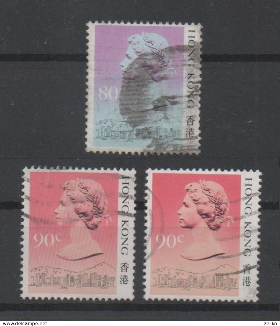 Hong Kong, Used, 1987, Michel 510 Type I, 513 Type I And II - Gebraucht