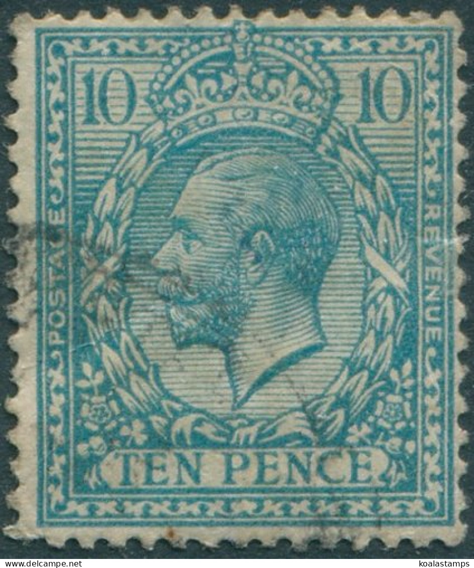 Great Britain 1924 SG428 10d Turquoise-blue KGV Crease FU (amd) - Unclassified