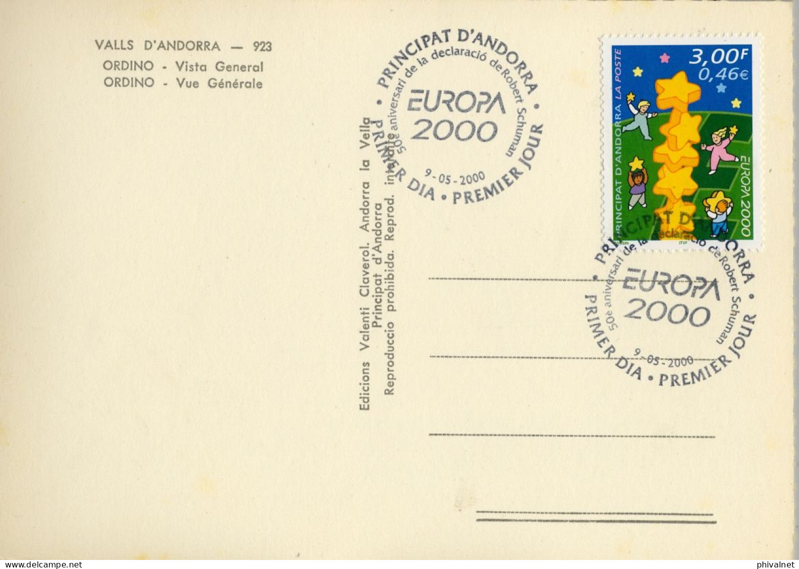 2000 , ED. 551  - TEMA EUROPA  , MAT. PRIMER DIA , FDC , ANDORRA FRANCESA - FDC