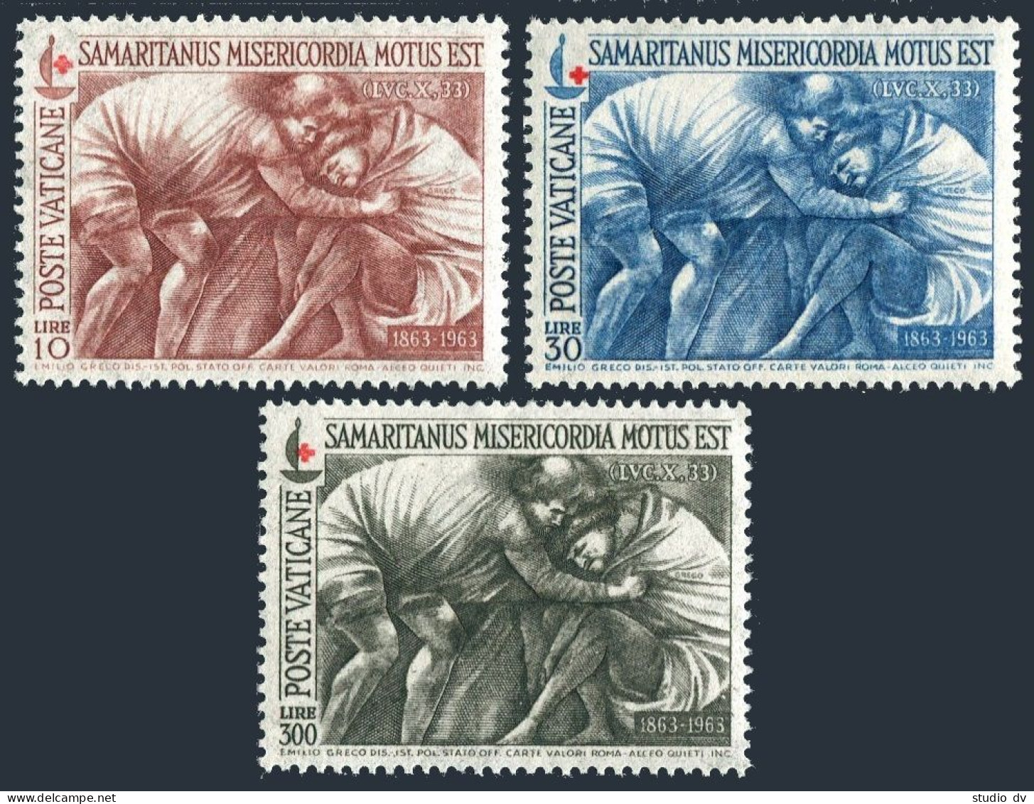Vatican 392-394 Blocks/4,MNH.Michel 459-461. Red Cross 100,1964.The Good Samaritan. - Unused Stamps