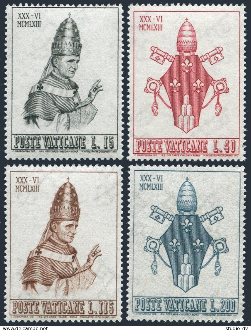 Vatican 365-368, MNH. Michel 432-435. Coronation Of Pope Paul VI, 1963. - Neufs