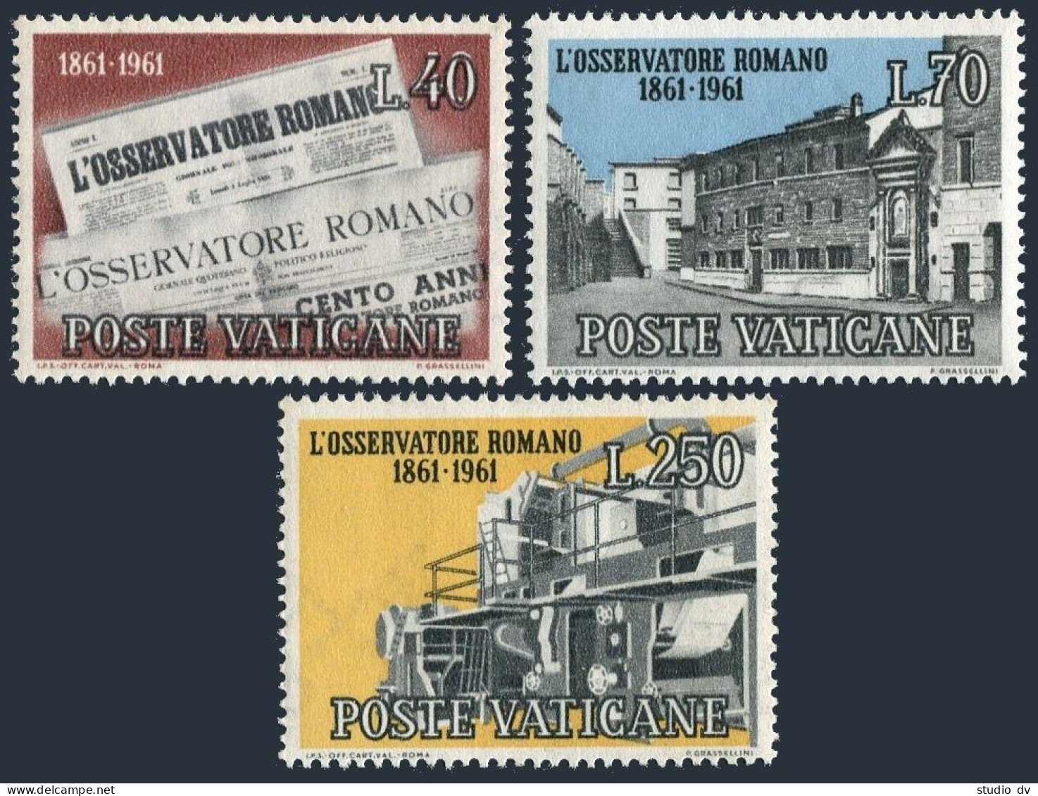 Vatican 310-312, MNH. Michel 375-377. Newspaper L'Osservatore Romano. 1961. - Unused Stamps