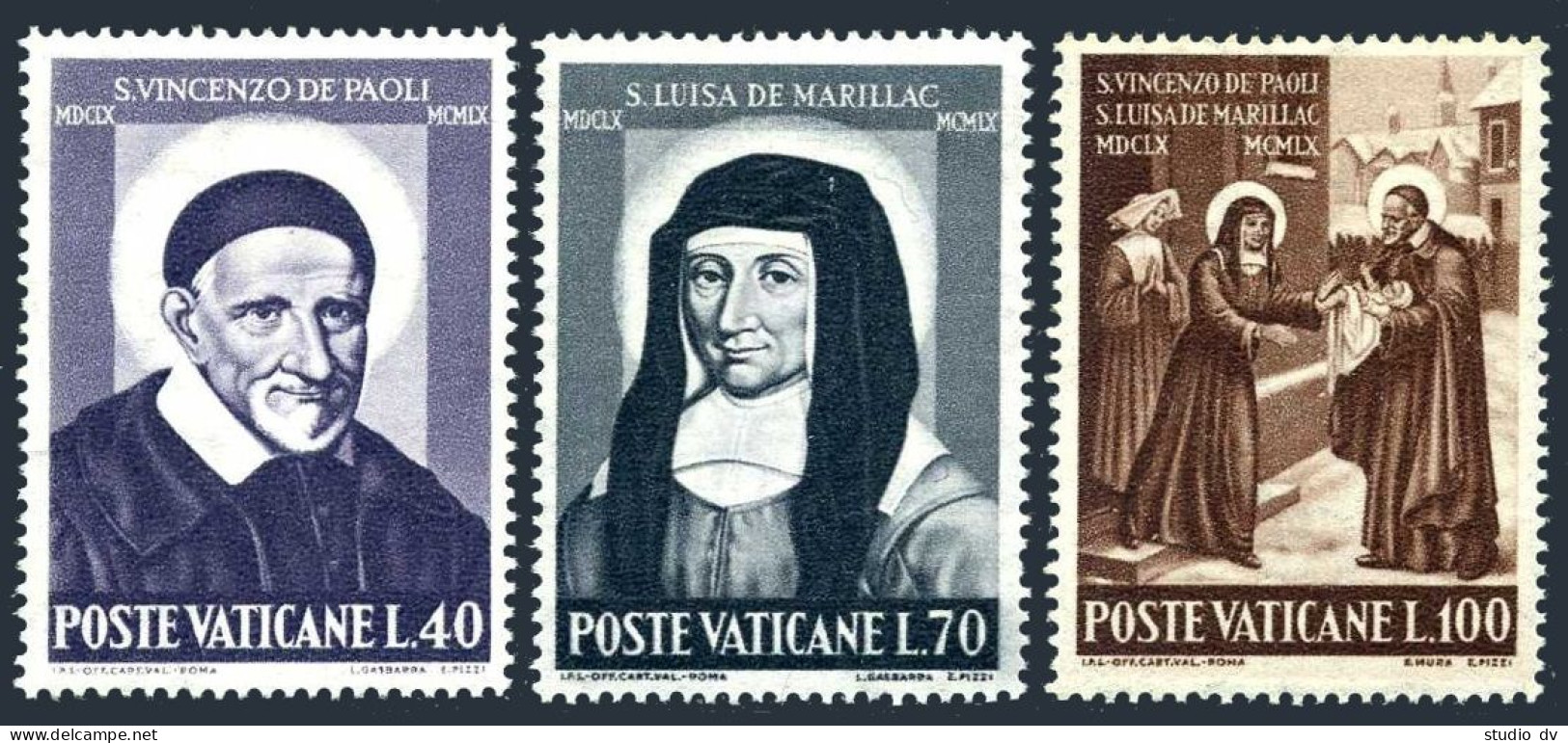 Vatican 295-297, MNH. Michel 360-362. St Vincent De Paul, St Louisa De Marillac,1960 - Unused Stamps