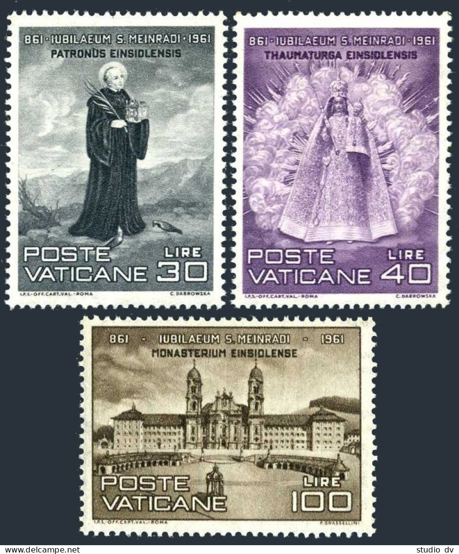 Vatican 298-300, MNH. Michel 363-365. Death Of St Meinrad, 1100 Ann. 1960. - Unused Stamps