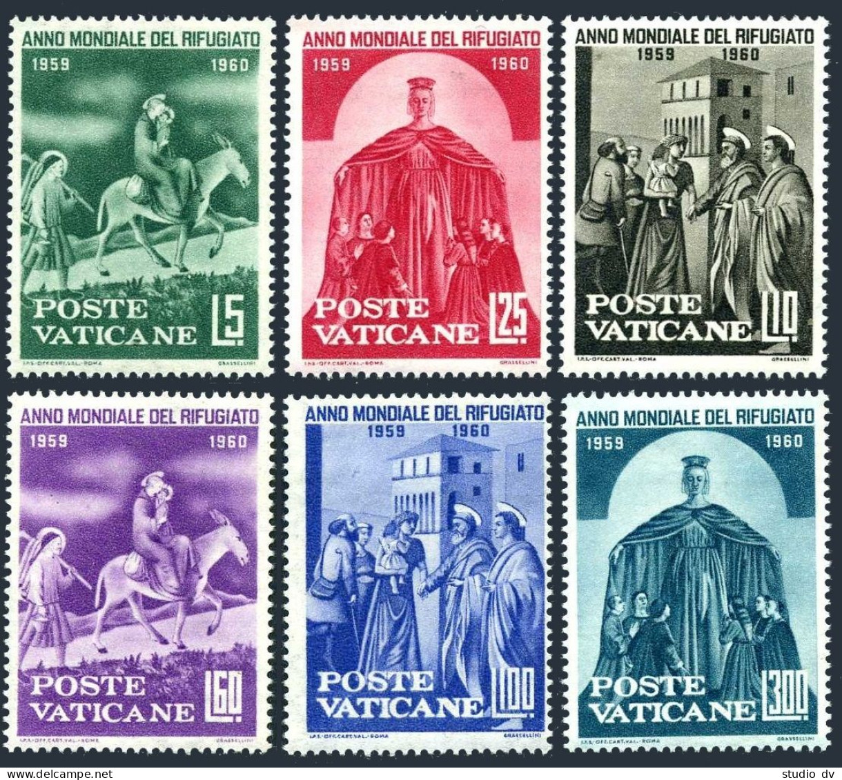 Vatican 275-280, MNH. Michel 338-343. World Refugee Year WRY-1960. Art. - Unused Stamps
