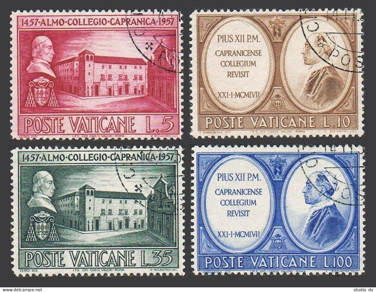 Vatican 223-226, CTO. Michel 270-273. Capranica College-500. 1957. Pope Pius XII. - Gebraucht