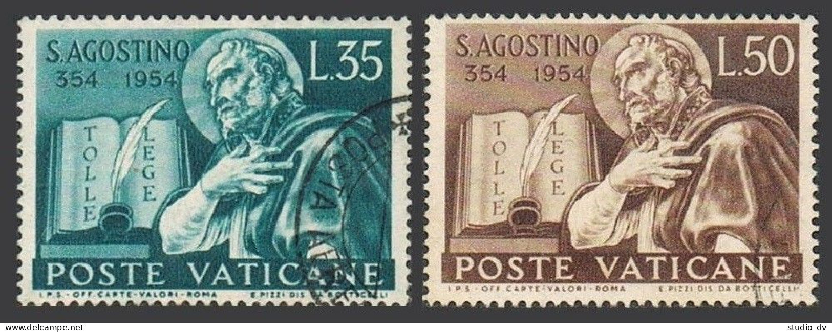 Vatican 187-188, CTO. Michel 225-226. St Augustine, 1600th Birth Ann. 1954. - Gebraucht