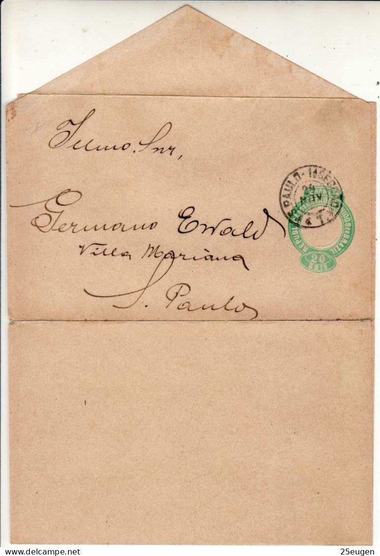 BRAZIL 1892 WRAPPER SENT TO SAO PAULO - Postal Stationery