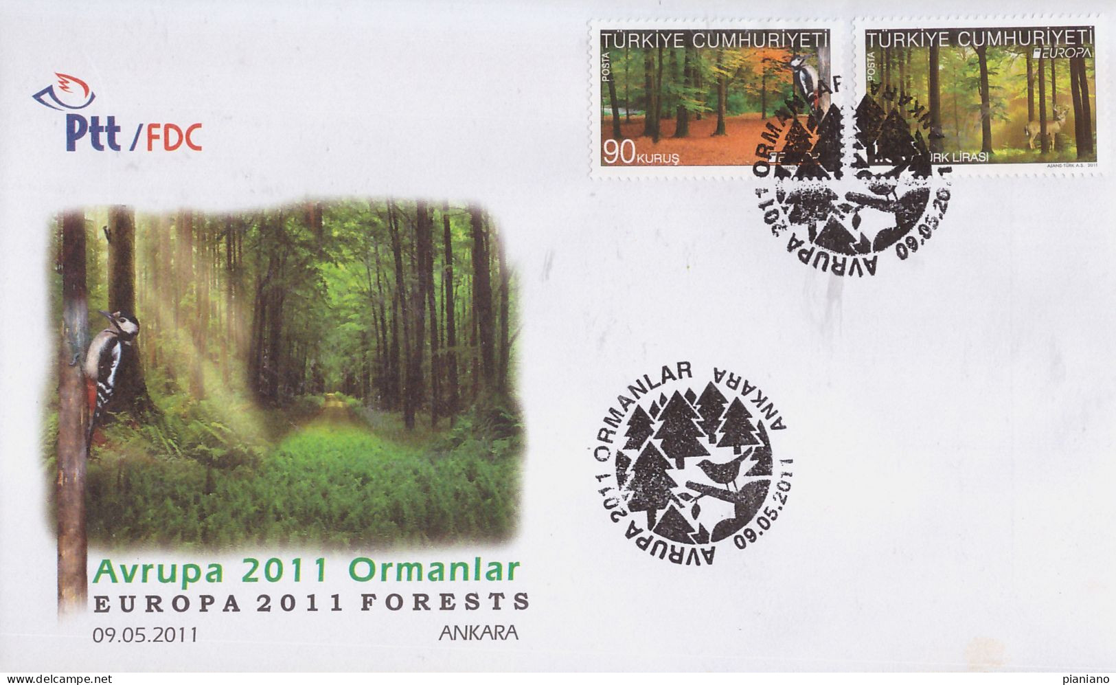 PIA -  Ri1Pg12+Eur- TURCHIA  - 2011 : EUROPA - Le  Foreste - FDC   -  (Yv  3559-60) - FDC