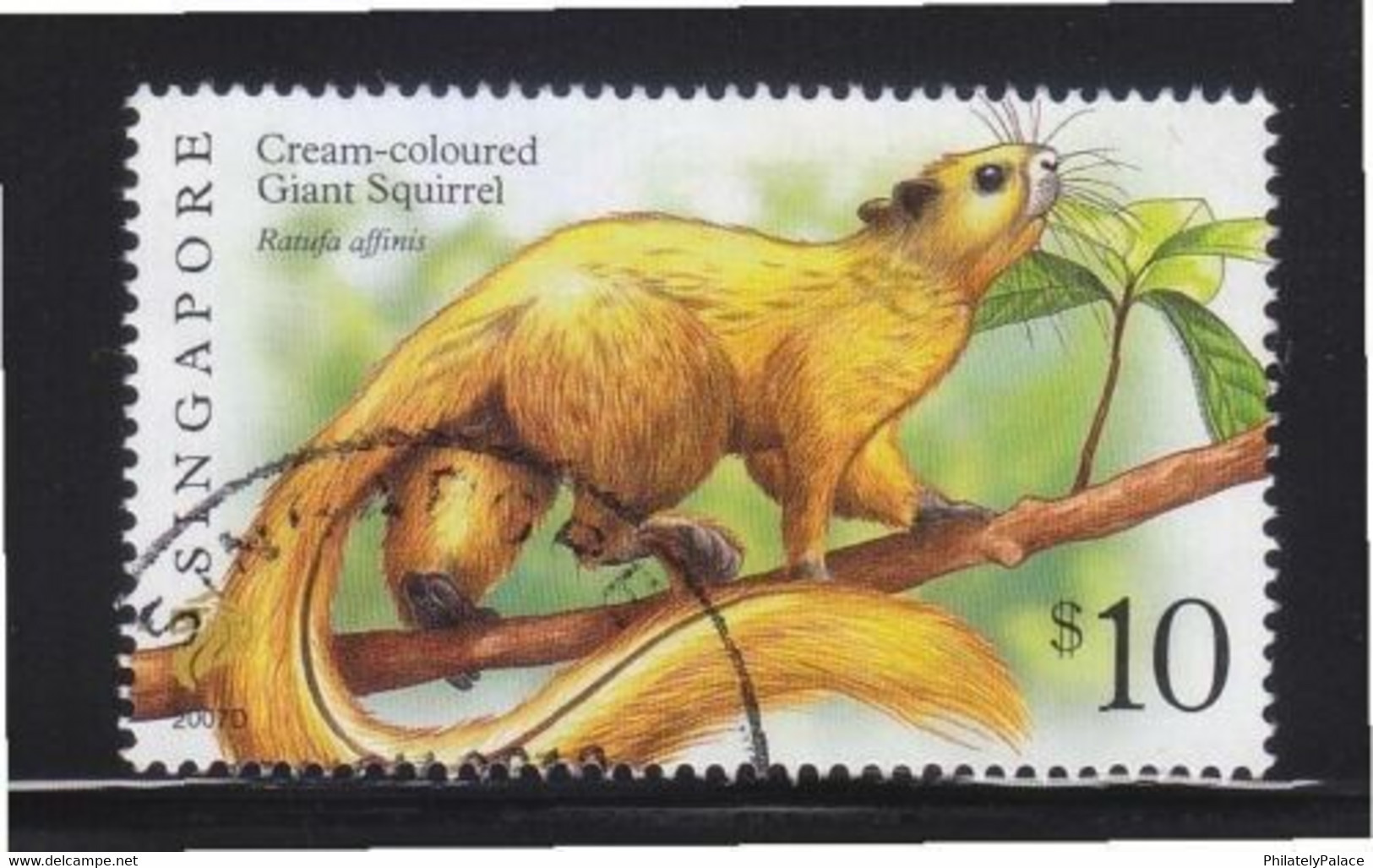 SINGAPORE 2007 CREAM- COLOURED GIANT SQUIRREL $10.00 1ST PRINT (2007D) 1 STAMP (**) - Singapore (1959-...)