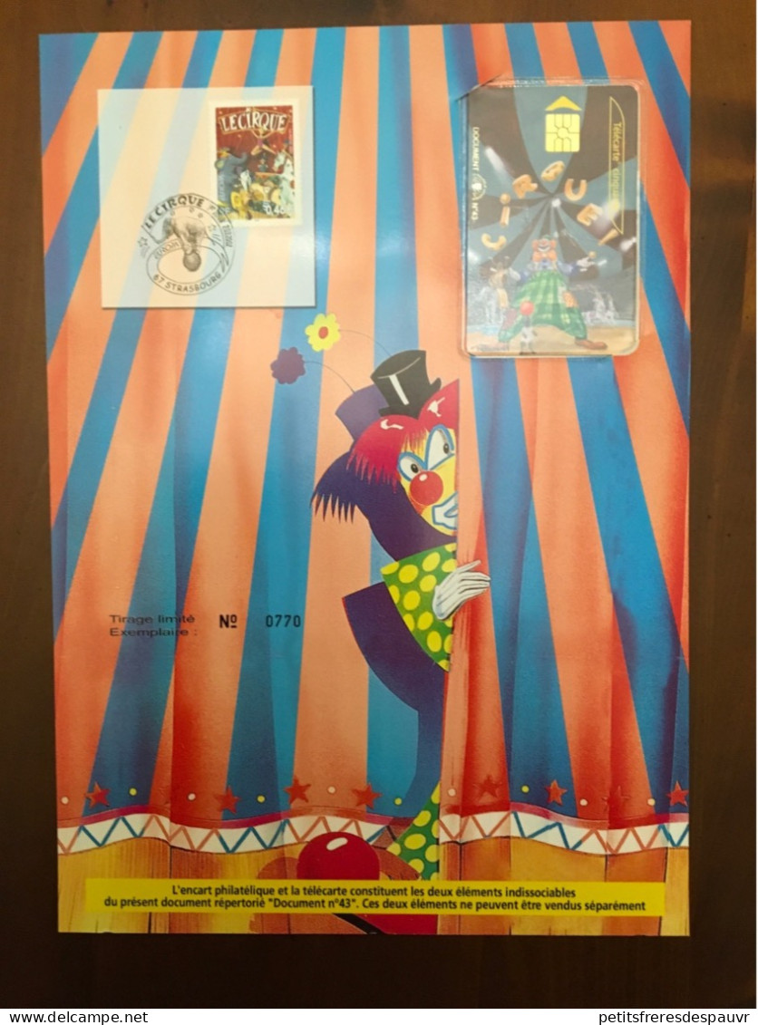 2 Télécartes Et Encarts Philatéliques Sur Le Cirque (2002) & D’Artagnan (1997) - 1er Jour - Cultura