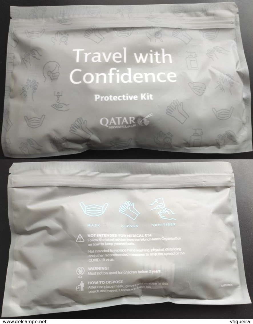 Qatar Airways Pochette Traveller Kit Hygiène Protective Kit - Publicidad