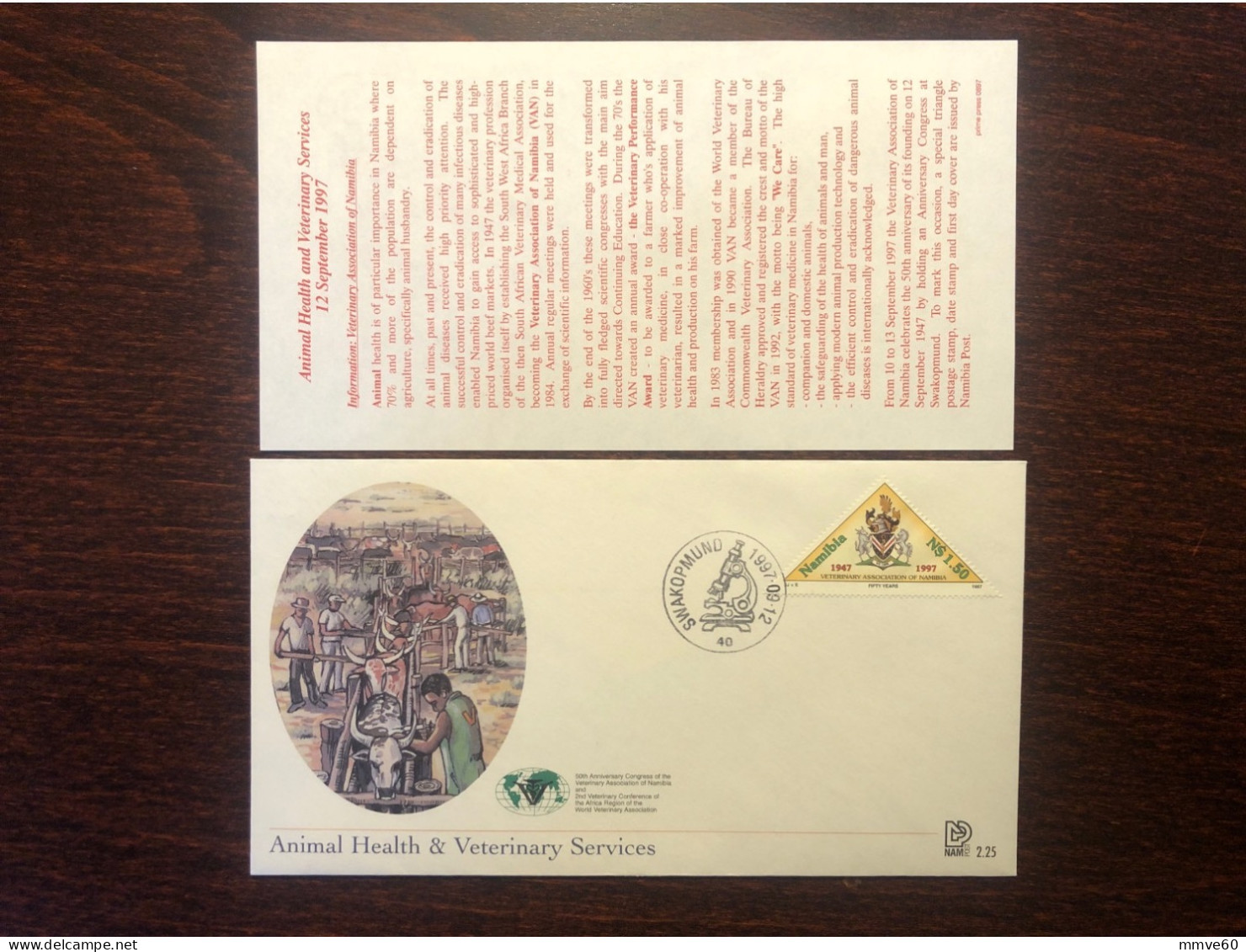 NAMIBIA FDC COVER 1997 YEAR VETERINARY HEALTH MEDICINE STAMPS - Namibie (1990- ...)