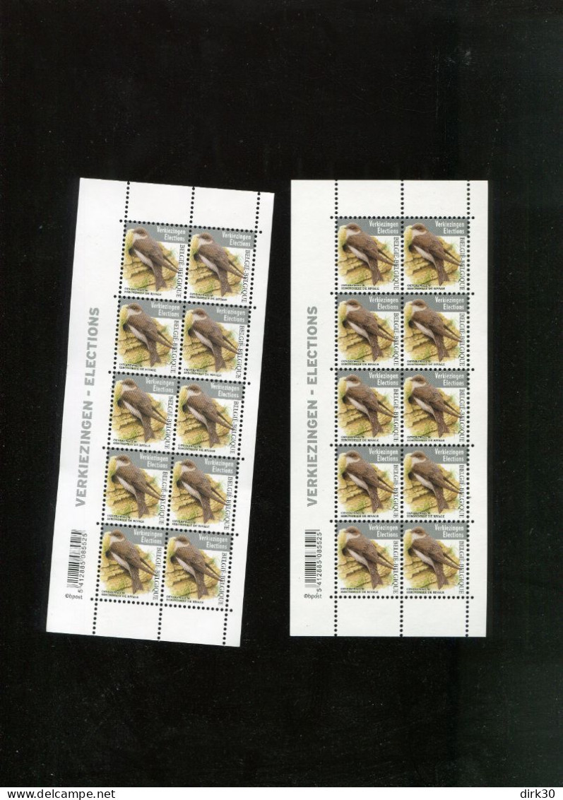 Belgie Buzin 4804 Birds Elections Volledig Velletje BLINKENDE GOM & MATTE GOM TRU-5 RR - 2011-2020