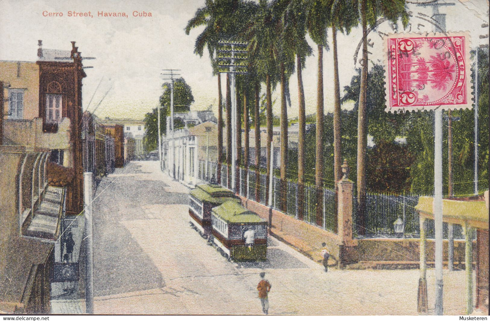 Cuba PPC Cerro Street, Havana, Cuba. Tram Tramways. Frontside Franking Maximum Card 1909 To Austria (2 Scans) - Cuba