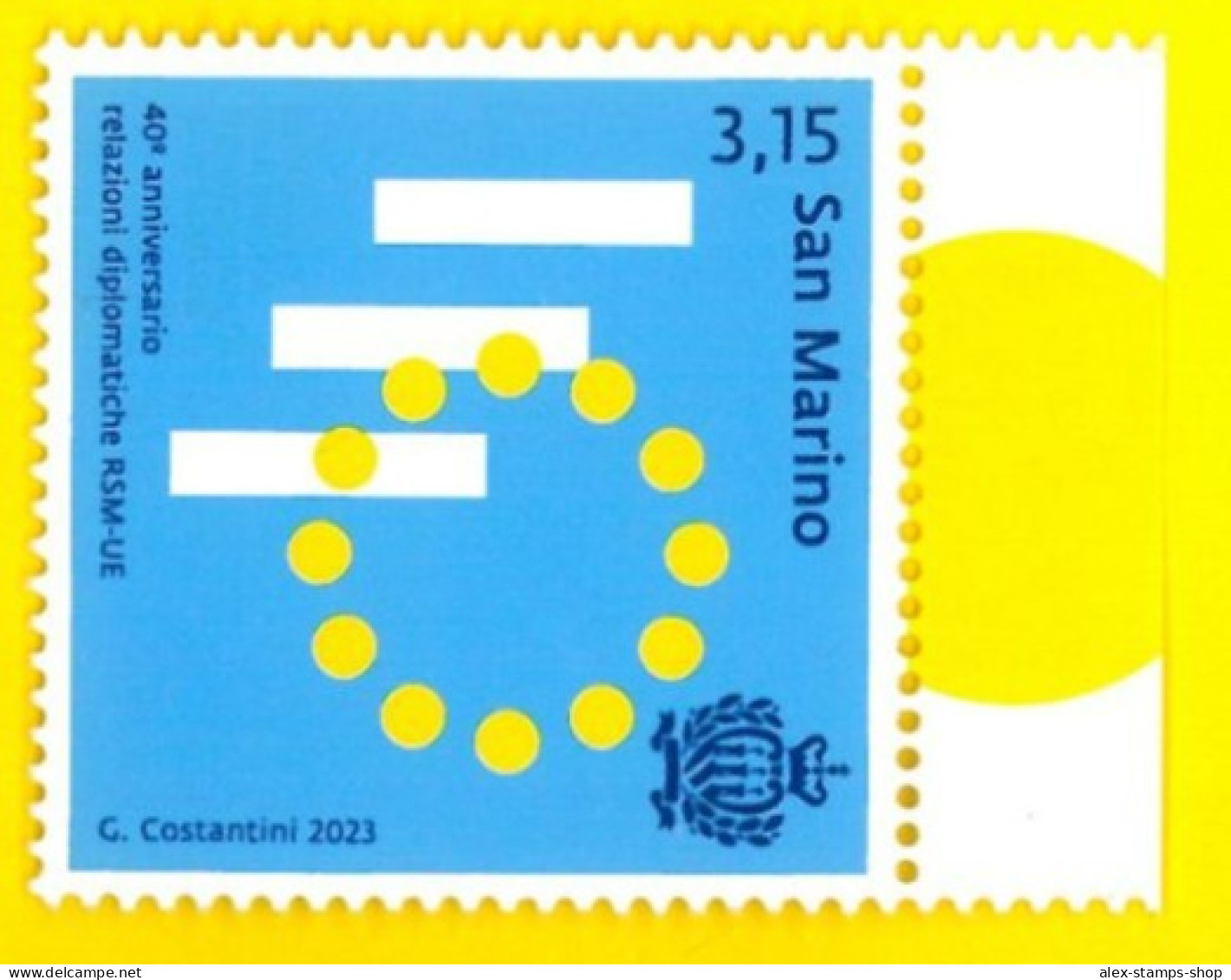 SAN MARINO 2023 40° Ann.relazioni Diplomatiche Tra San Marino E L’Unione Europea - Unused Stamps