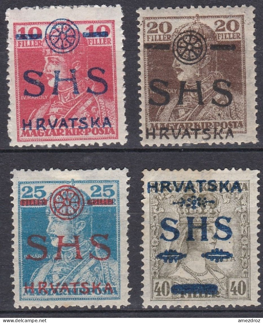 Yougoslavie 1918 Mi 84-87 MH * Timbres Hongroies Surchargé SHS Roi Charles IV Et Reine Zita  (K3) - Unused Stamps