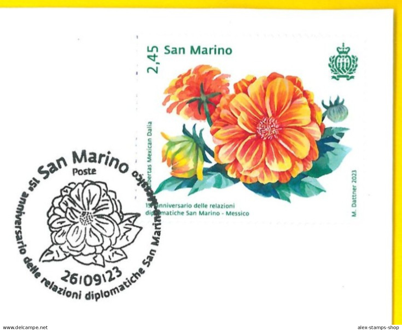 SAN MARINO 2023 FDC 15° Ann. Relazioni Diplomatiche Tra San Marino Ed Il Messico - FDC