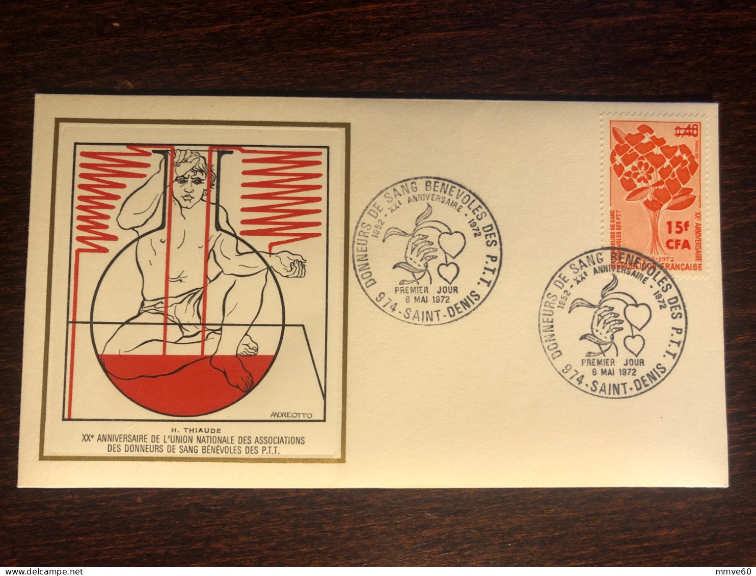 REUNION FDC COVER 1972 YEAR BLOOD DONATION DONORS HEALTH MEDICINE STAMPS - Covers & Documents