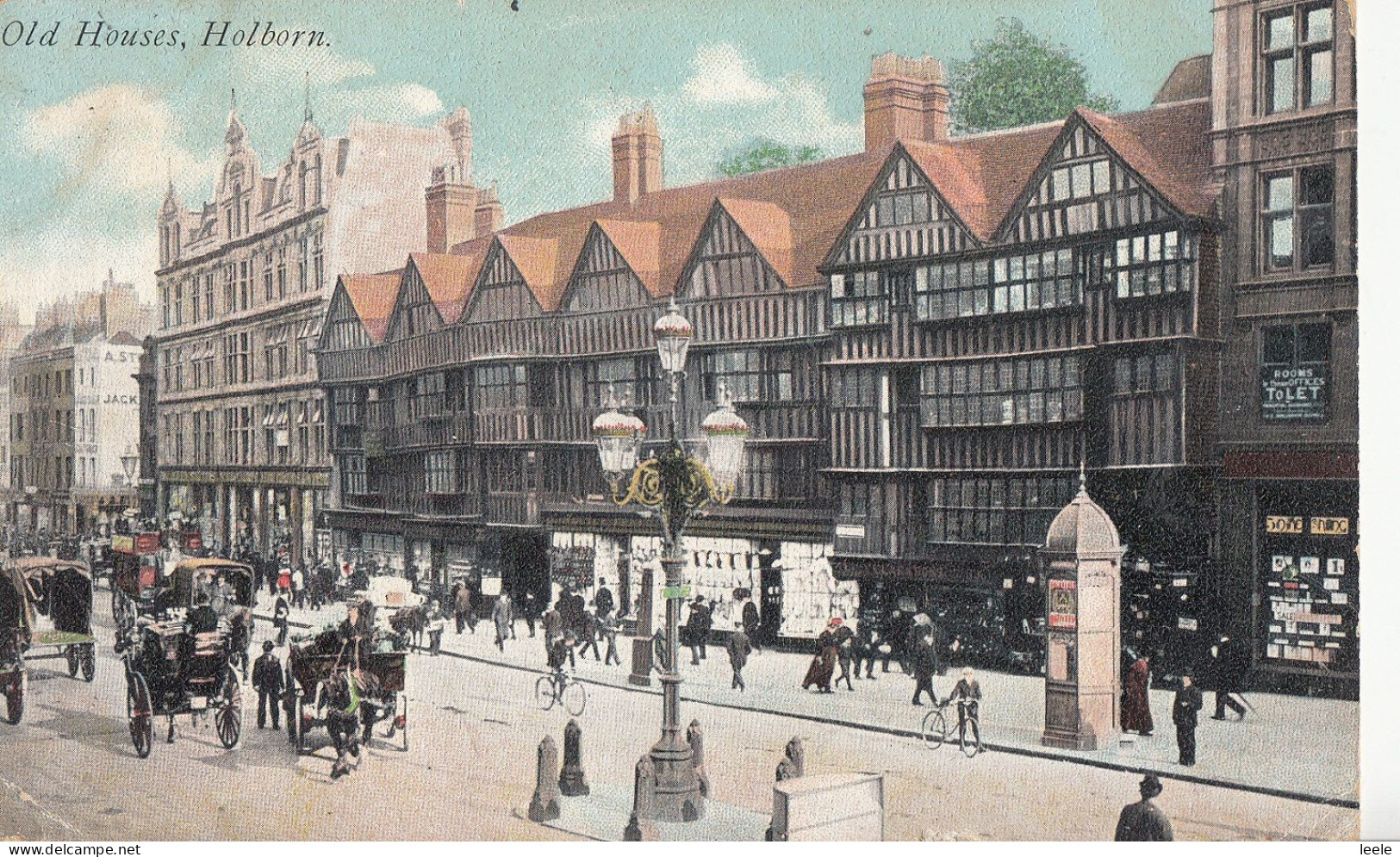 CF63. Vintage Postcard. Old Houses And Street Scene. Holborn, London. - Londen - Buitenwijken