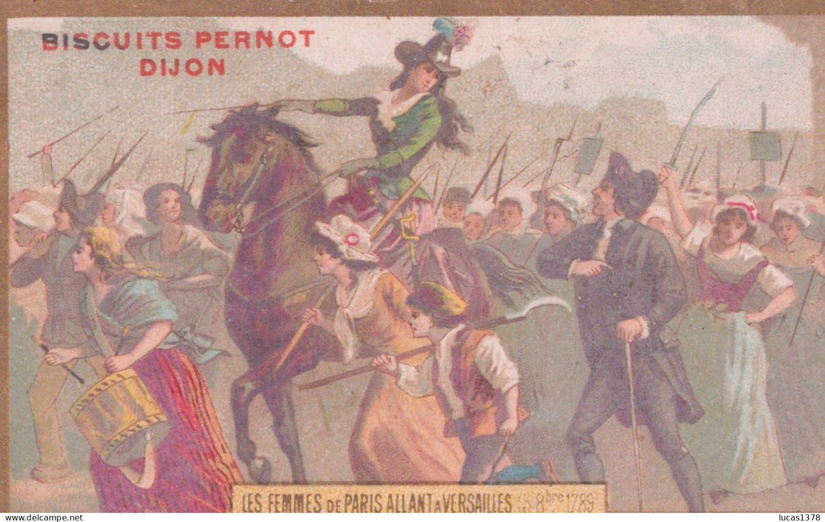 CHROMO BISCUITS PERNOT / LES FEMMES DE PARIS ALLANT A VERSAILLES - Pernot