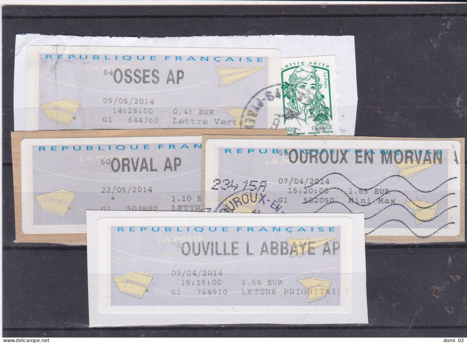 LOT 4 ATM  OSSES AP   ORVAL AP   OUROUX EN MORVAN AP   OUVILLE L ABBAYE AP - 2000 Type « Avions En Papier »