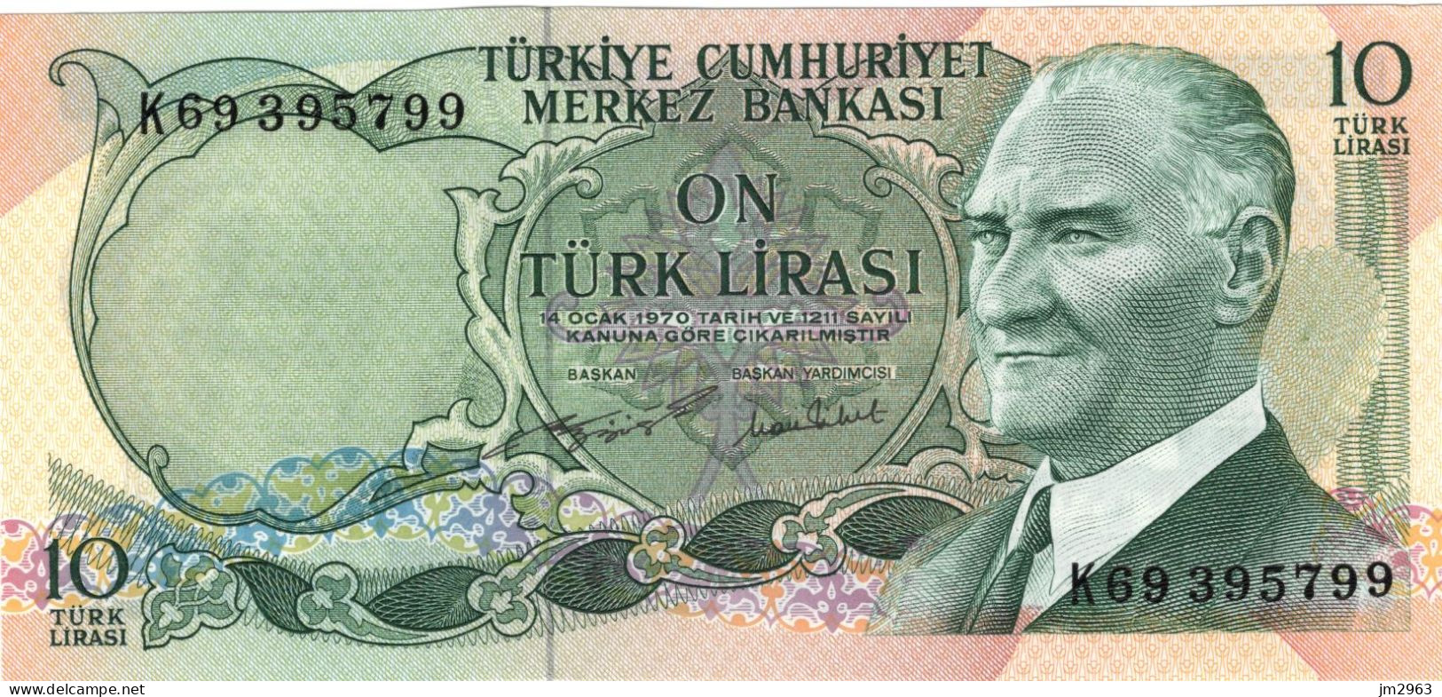 TURQUIE Lot 2 X 10 LIRA UNC 1970 K69395798/ K69395799 - Turquie