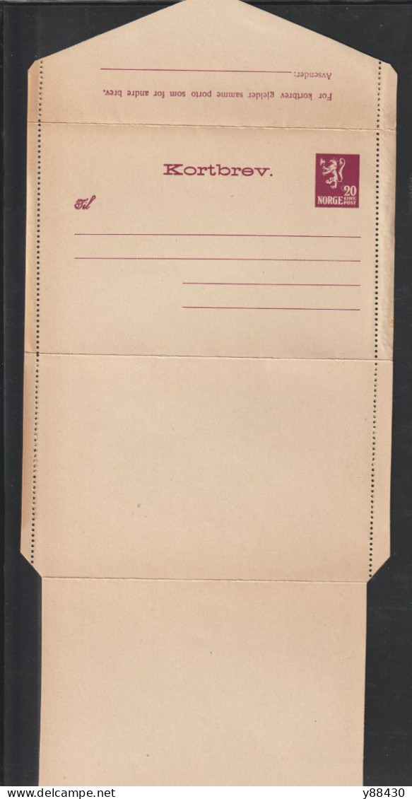 NORVÈGE - Entier Postal Neuf - 1910/1930 - Lettre Carte Postal En 4 Volets Avec Gomme Humec- Timbre 20.Ø. Lilas - 5 Scan - Postal Stationery