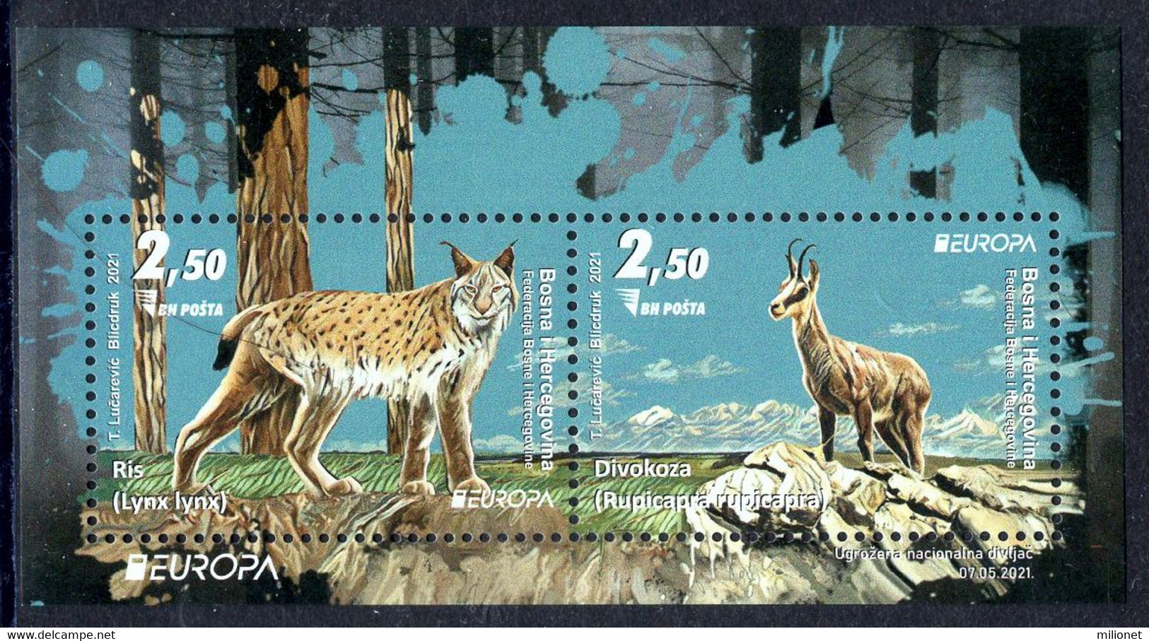 SALE!!! BOSNIA HERZEGOVINA MAIN POST (SARAJEVO) 2021 EUROPA Endangered National Wildlife S/S Souvenir Sheet MNH ** - 2021