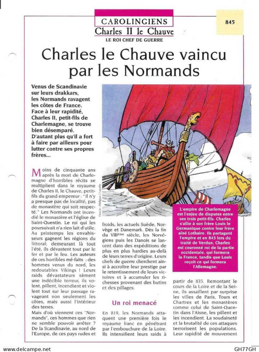 FICHE ATLAS: CHARLES LE CHAUVE VAINCU PAR LES NORMANDS -CAROLINGIENS - Storia