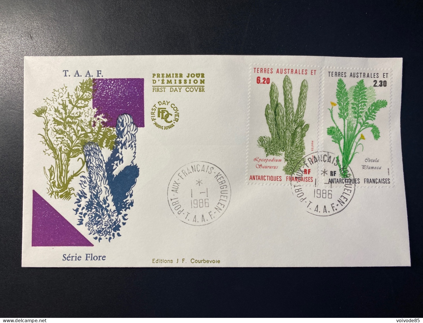 Enveloppe 1er Jour "Flore Antarctique" - 01/01/1986 - 118/119 - TAAF - Iles Kerguelen - Fleurs - FDC