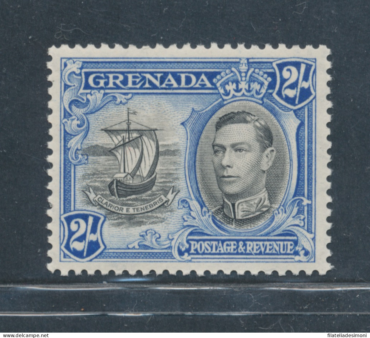 1938-50 Grenada, Stanley Gibbons N. 161, 2 Scellini Black Ultramarine - MNH** - Altri & Non Classificati