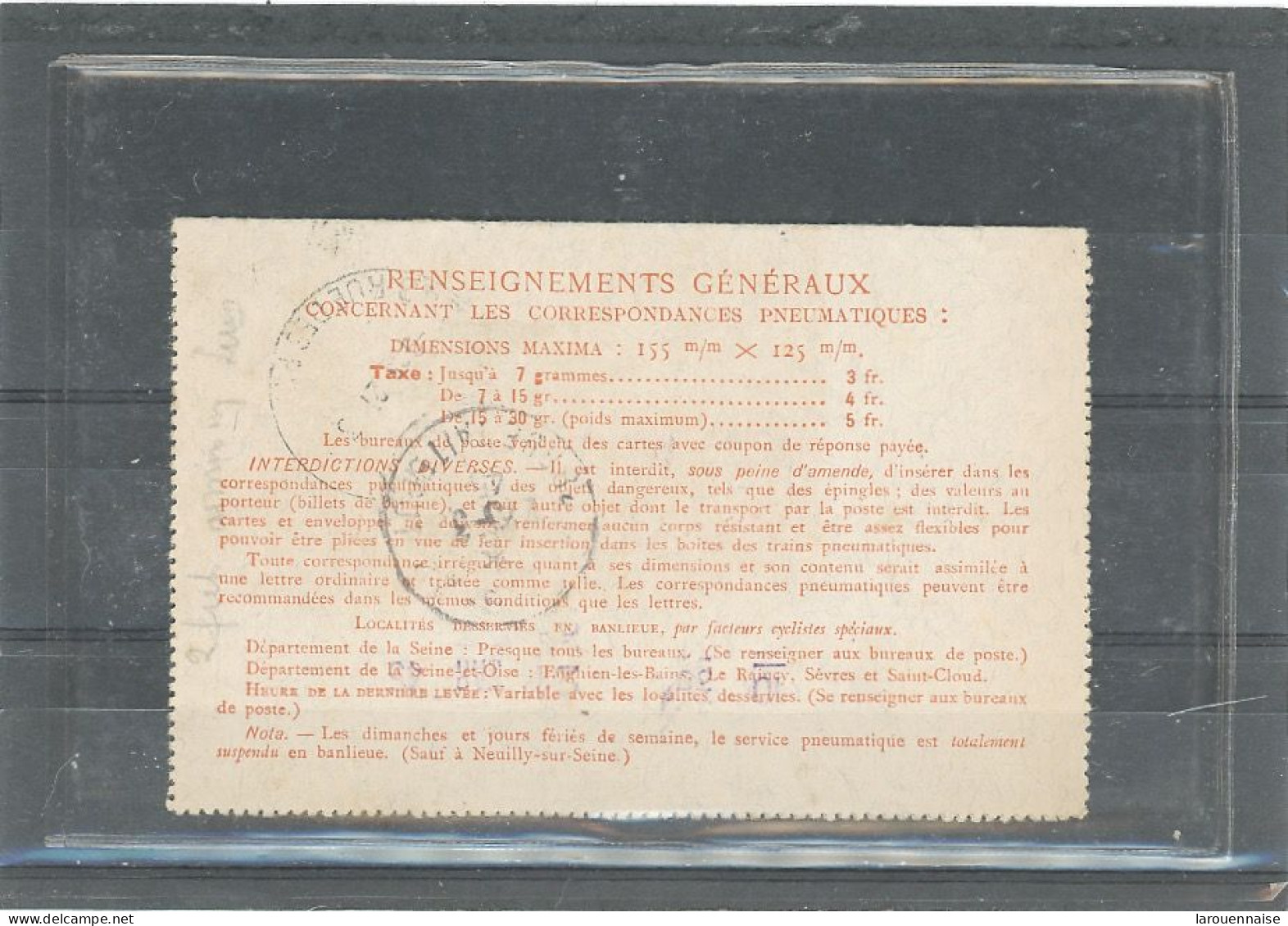ENTIER -PNEUMATIQUE  1944-TYPE CHAPLAIN -N°2607 CLPP +IRIS (655) 3f ORANGE EN COMPLÉMENT -NOUVEAU TARIF1945 CàD20-3-45 - Pneumatic Post