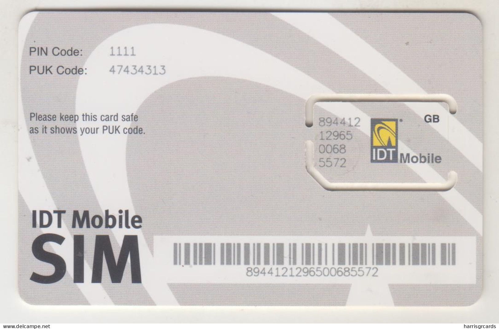 UK - SIM Mobile , IDT GSM Card , Mint - Andere & Zonder Classificatie