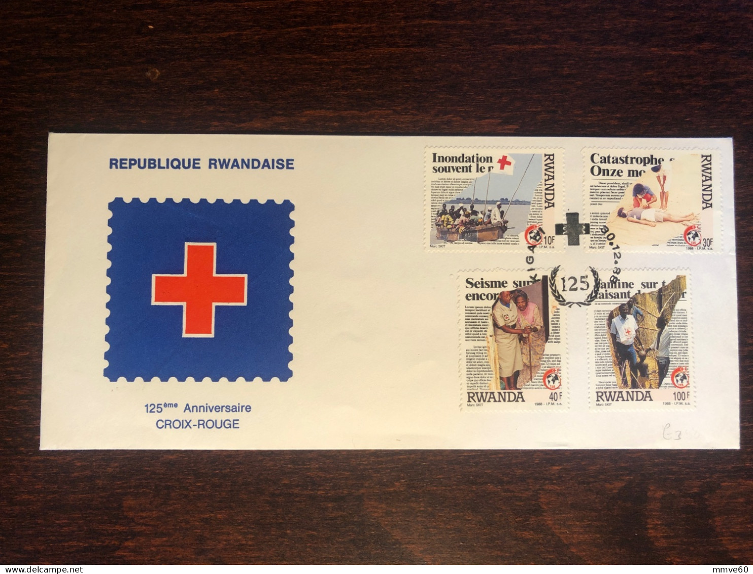 RWANDA  FDC COVER 1988 YEAR RED CROSS HEALTH MEDICINE STAMPS - 1980-1989