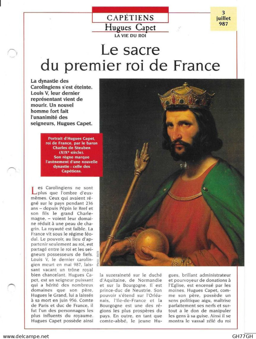 FICHE ATLAS: LE SACRE DU PREMIER ROI DE FRANCE -CAPETIENS - Storia