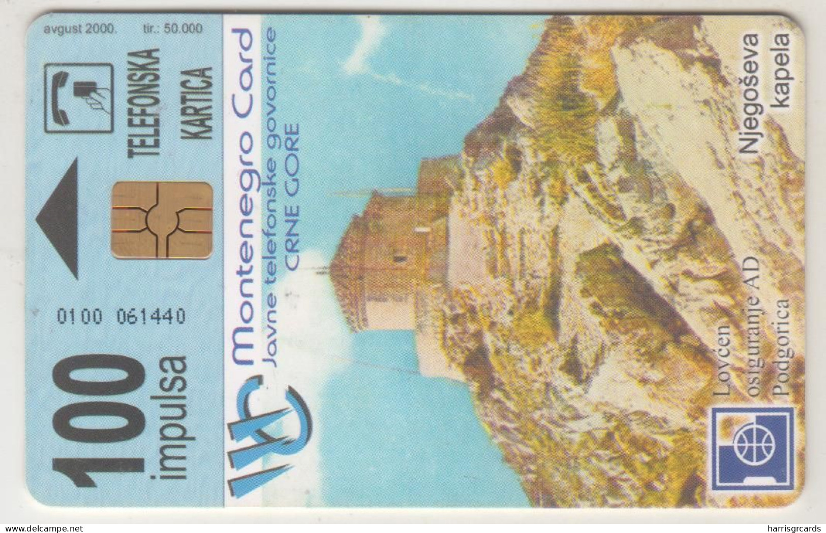 MONTENEGRO - Njegos Chapel, Chip: GEM5 (Red), 100 Units ,Tirage 50.000, Used - Montenegro